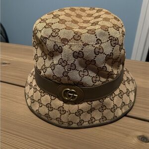 Gucci Tan GG Pattern Bucket Hat
